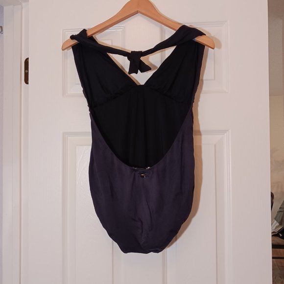 BluMoss Luxury One-Piece Swimwear Villa Classic Halter Maillot Navy Size Small - Picture 14 of 15